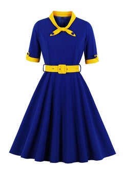 V-neck slim stitching dress with a full swing