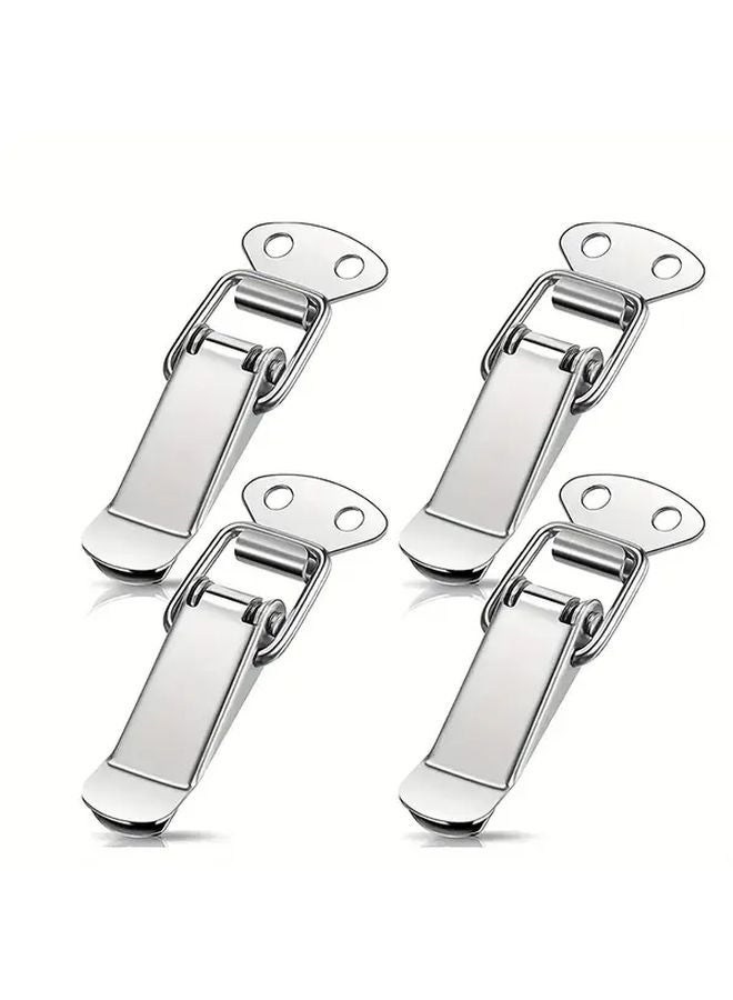 4 قطع من مشابك المزلاج الفولاذية المقاومة للصدأ ذات النابض، قفل مشبك قابل للطي متين للصناديق والخزائن - Image 2