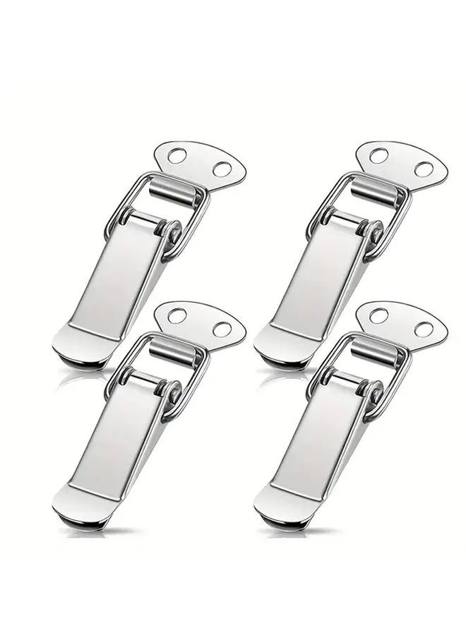 4 قطع من مشابك المزلاج الفولاذية المقاومة للصدأ ذات النابض، قفل مشبك قابل للطي متين للصناديق والخزائن - Image 1