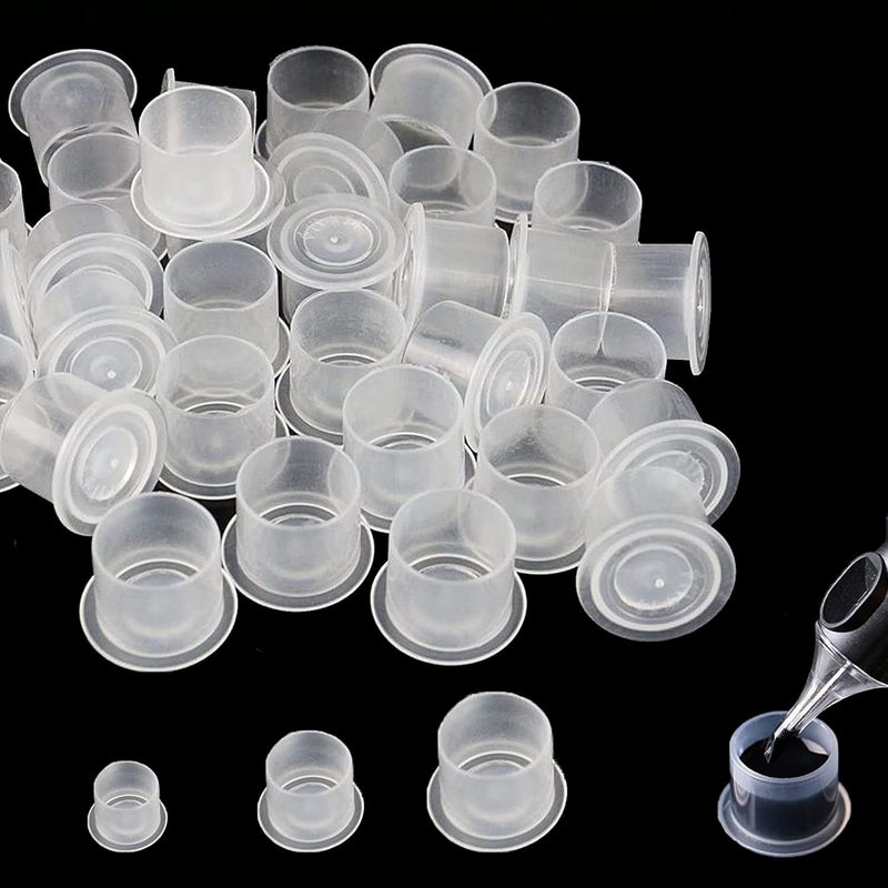 Yuelong Tattoo Ink Caps with Base - Yuelong 1000pcs Tattoo Ink Cups Disposable Plastic Tattoo Pigment Caps Mixed Size #11 Small #14 Medium #17 Large for Tattoo ink Tattoo Supplies Tattoo Kits