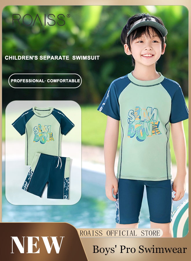 roaiss 2 Pcs Fashion Quick Drying Swimwear for Kids Coach Recommendation Professional Training Sun Protection Swimsuit Childrens Swimming Set with High Quality Fabric Protects Skin - Image 1
