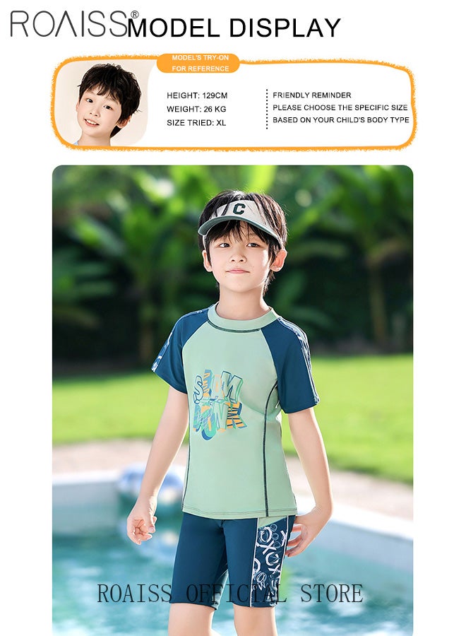 roaiss 2 Pcs Fashion Quick Drying Swimwear for Kids Coach Recommendation Professional Training Sun Protection Swimsuit Childrens Swimming Set with High Quality Fabric Protects Skin - Image 3