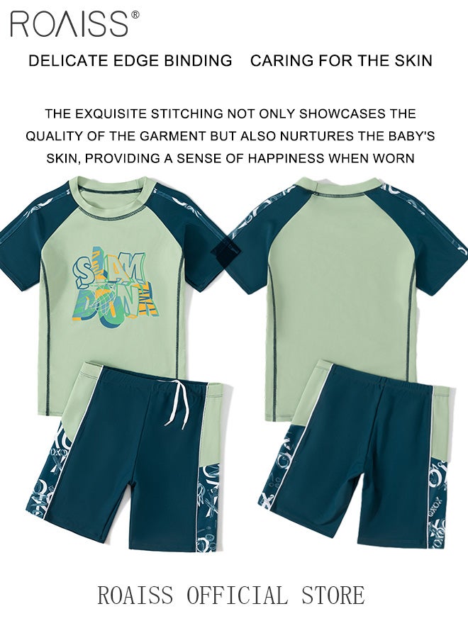 roaiss 2 Pcs Fashion Quick Drying Swimwear for Kids Coach Recommendation Professional Training Sun Protection Swimsuit Childrens Swimming Set with High Quality Fabric Protects Skin - Image 4