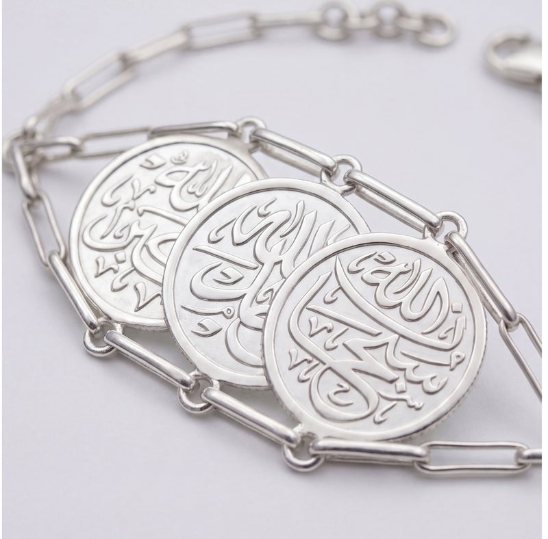 BTC 19.77g Silver Islamic Bracelet - 3 Coins - Image 3