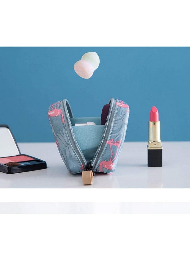 HOUSE OF QUIRK Makeup Bag Lazy Cosmetic Bag Travel Toiletry Bag Cosmetic Make Up Organizer Waterproof Travel Accessories For Women And Girls (Grey Flamingo),W-5 Cm, Small - Image 4