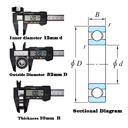 JMCHstore 4 6201RS Racing Wheel Bearing w/Grease for FPR GMB100, Mega Monster Moto MMB80 Baja DB30,Coleman CT100U RB100, Motovox MBX10 Front & Rear Wheels Bearings - Image 3