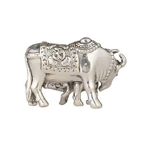 DHRUVS COLLECTION 999 Silver Cow & Calf Statue Murti Idol for Pooja, Gifting & Home Decoration - 9 Grams - Image 3