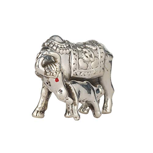 DHRUVS COLLECTION 999 Silver Cow & Calf Statue Murti Idol for Pooja, Gifting & Home Decoration - 9 Grams - Image 2