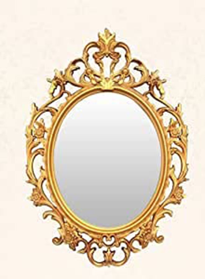 HOME TASTE Hometaste Wall Mounted Makeup Mirror And Dressing Mirror,Decorative Wall Mirror Vintage Hanging Mirror For Bedroom Living-Room,Vintage Cosmetic Mirror Dressing Mirror (Small Gold Mirror_48X70Cm)
