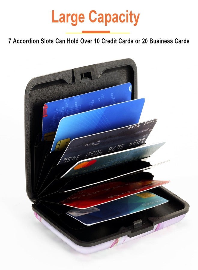 Mayski Credit Card Holder, RFID Blocking, Aluminum Alloy Hard Case, Small Mini Business Metal Wallet for Women Men, Pink Marble - Image 4