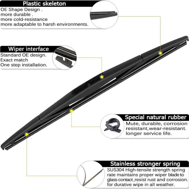 AUTOBOO 16"+16" Windshield Wipers with 12 Inch Rear Wiper Blade Replacement for Jeep wrangler JL 2018 2019 2020 2021 2022 2023-Original Factory Quality (Pack of 3) - Image 3