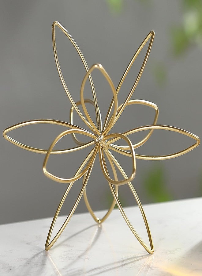 MOCOME 8" Gold Decorative Sphere, Metal Floral Tabletop Sculpture, Abstract Tabletop Decorative Ball for Home Metal Sphere Decor - Image 2