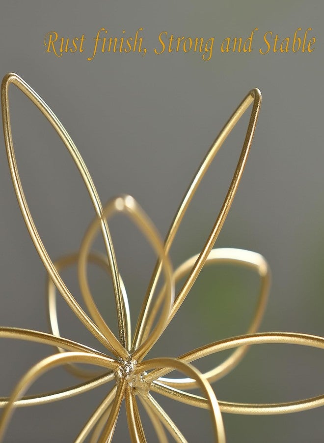 MOCOME 8" Gold Decorative Sphere, Metal Floral Tabletop Sculpture, Abstract Tabletop Decorative Ball for Home Metal Sphere Decor - Image 4