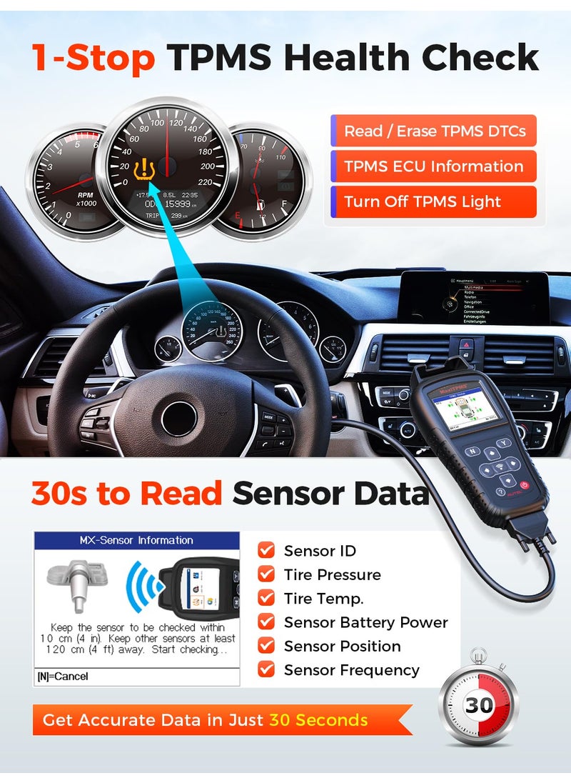 Autel MaxiTPMS TS408S, 2025 TPMS Relearn Tool Work as TS501 PRO TS508WIF MK808S-TS MP900TS, OBD II Programming Scanner, OEM Sensor(315, 433Mhz) Relearn, Activation, TPMS Reset, Read Clear DTCs