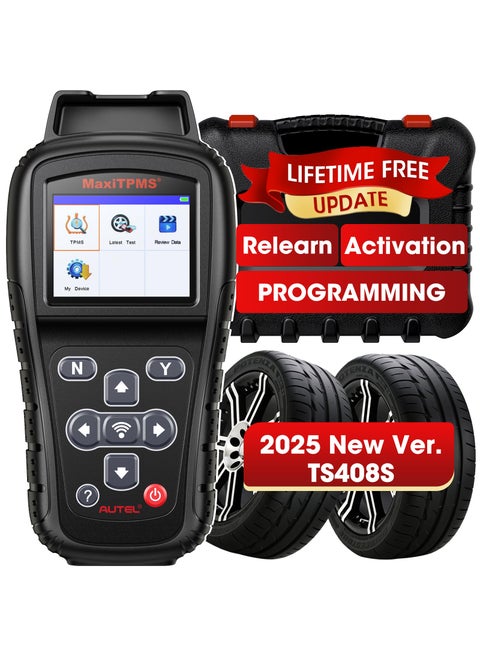 Autel MaxiTPMS TS408S, 2025 TPMS Relearn Tool Work as TS501 PRO TS508WIF MK808S-TS MP900TS, OBD II Programming Scanner, OEM Sensor(315, 433Mhz) Relearn, Activation, TPMS Reset, Read Clear DTCs