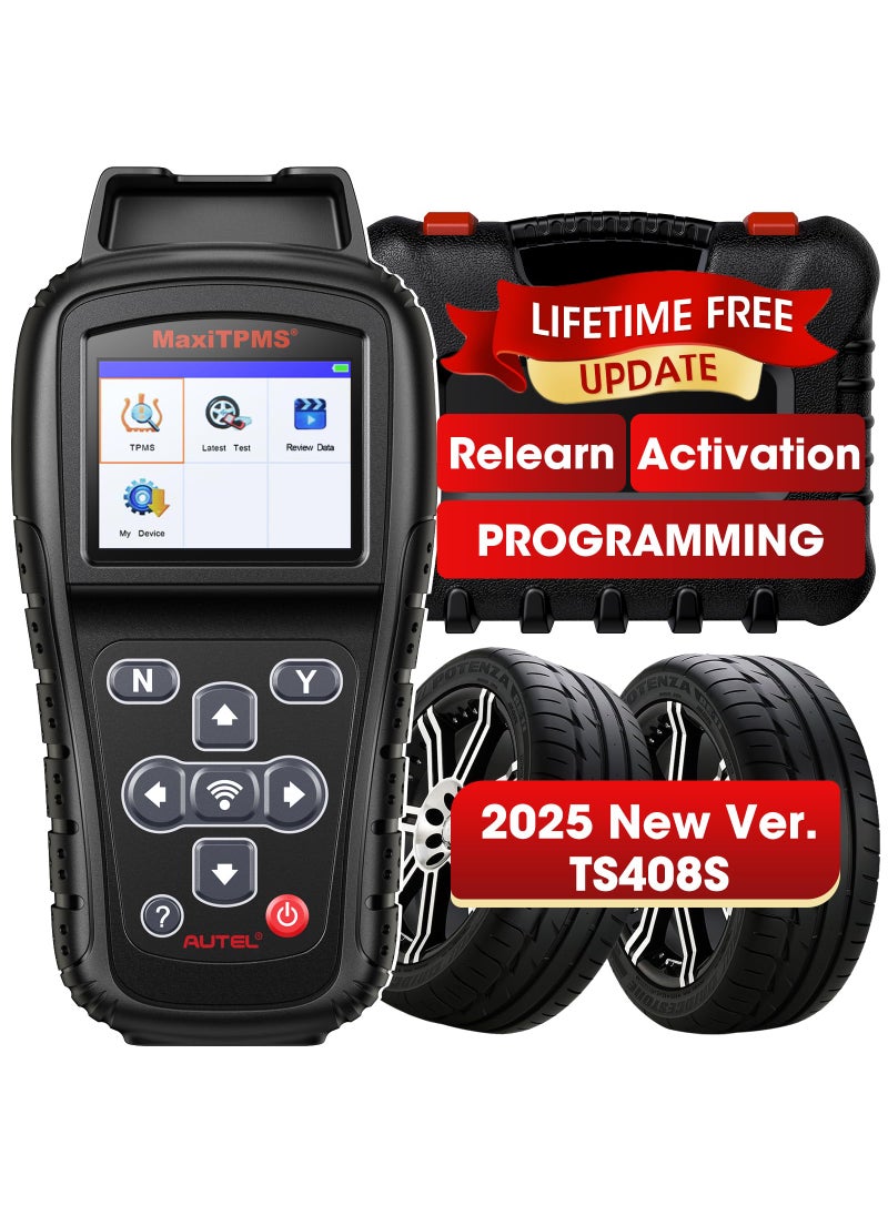 Autel MaxiTPMS TS408S, 2025 TPMS Relearn Tool Work as TS501 PRO TS508WIF MK808S-TS MP900TS, OBD II Programming Scanner, OEM Sensor(315, 433Mhz) Relearn, Activation, TPMS Reset, Read Clear DTCs