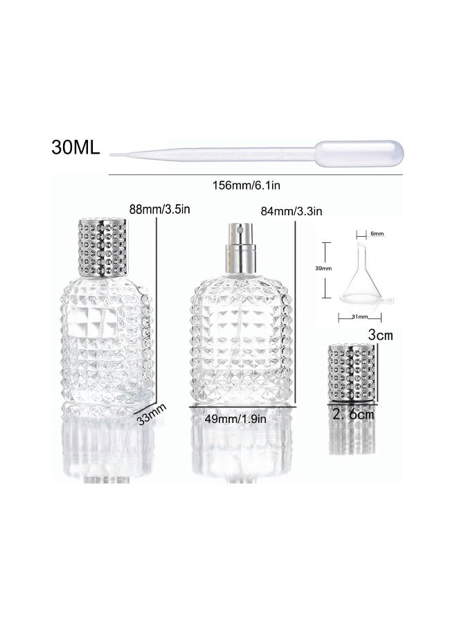 Travel Perfume Spray Bottle Set, 2 Pack 30ml and 50ml Refillable Atomizers, Portable Clear Glass Containers with 4 Dispenser Caps for Easy Travel - Image 4