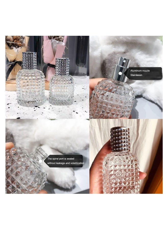 Travel Perfume Spray Bottle Set, 2 Pack 30ml and 50ml Refillable Atomizers, Portable Clear Glass Containers with 4 Dispenser Caps for Easy Travel - Image 3