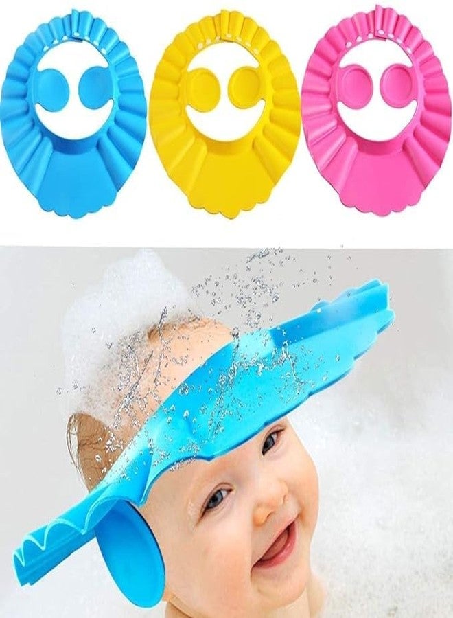 PAVITYAKSH BABY CAP (PACK OF 3)Adjustable Baby Bath Shower Cap - Shield Your Baby's Eyes from Shampoo and Water Keep Your Baby Safe & Comfortable During Bath Time with Our Adjustable Baby Bath Shower Cap - Image 1