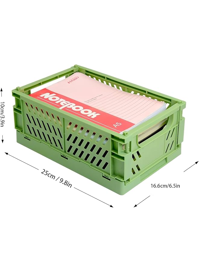 erorex 4 Pack Folding Storage Crate Plastic Baskets Stackable Drawer Organizer Collapsible Crates Aesthetic Desktop Storage Bins For Home Kitchen Classroom. - Image 2
