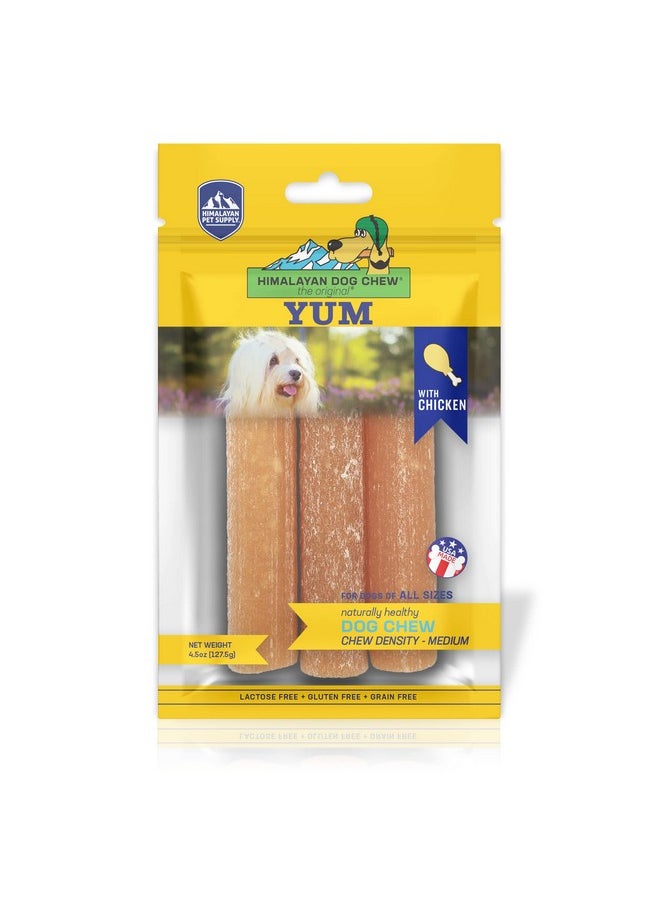 Himalayan Dog Chew - Himalayan Dog Chew Yak Cheese Dog Chews, Lactose Free & Grain Free, USA Made, for All Dog Breeds, Medium Density Cheese Chew, Resealable Pouch with 3 YUM Treats, Chicken Flavor - Image 1