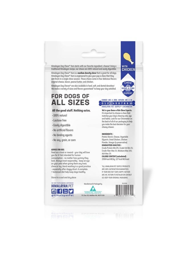 Himalayan Dog Chew - Himalayan Dog Chew Yak Cheese Dog Chews, Lactose Free & Grain Free, USA Made, for All Dog Breeds, Medium Density Cheese Chew, Resealable Pouch with 3 YUM Treats, Chicken Flavor - Image 1