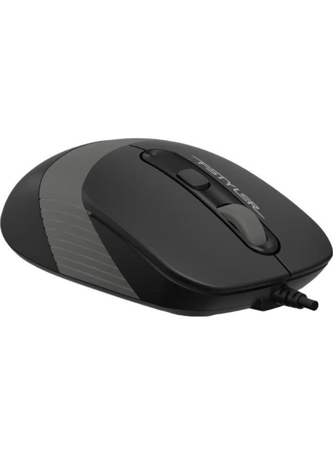 A4TECH Fm10 Fei Shidai Wired Mouse, Laptop And Desktop Computer Office Home Portable Mouse, Non-Slip Dual-Color Wing, Usb Interface, Su Kong Gray - Image 2