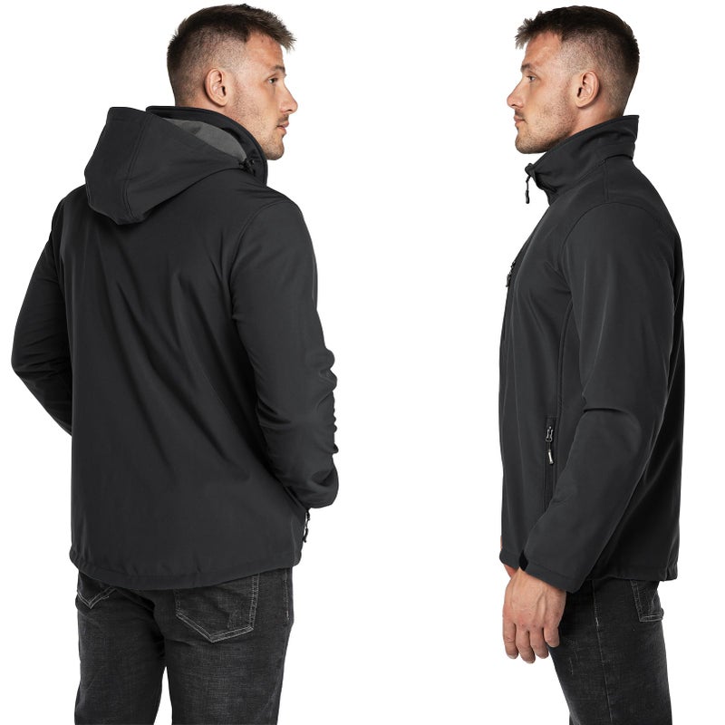Outdoor Ventures Men's Lightweight Softshell Jacket Fleece Lined Hooded Water Resistant Winter Hiking Windbreaker Jackets - Image 2