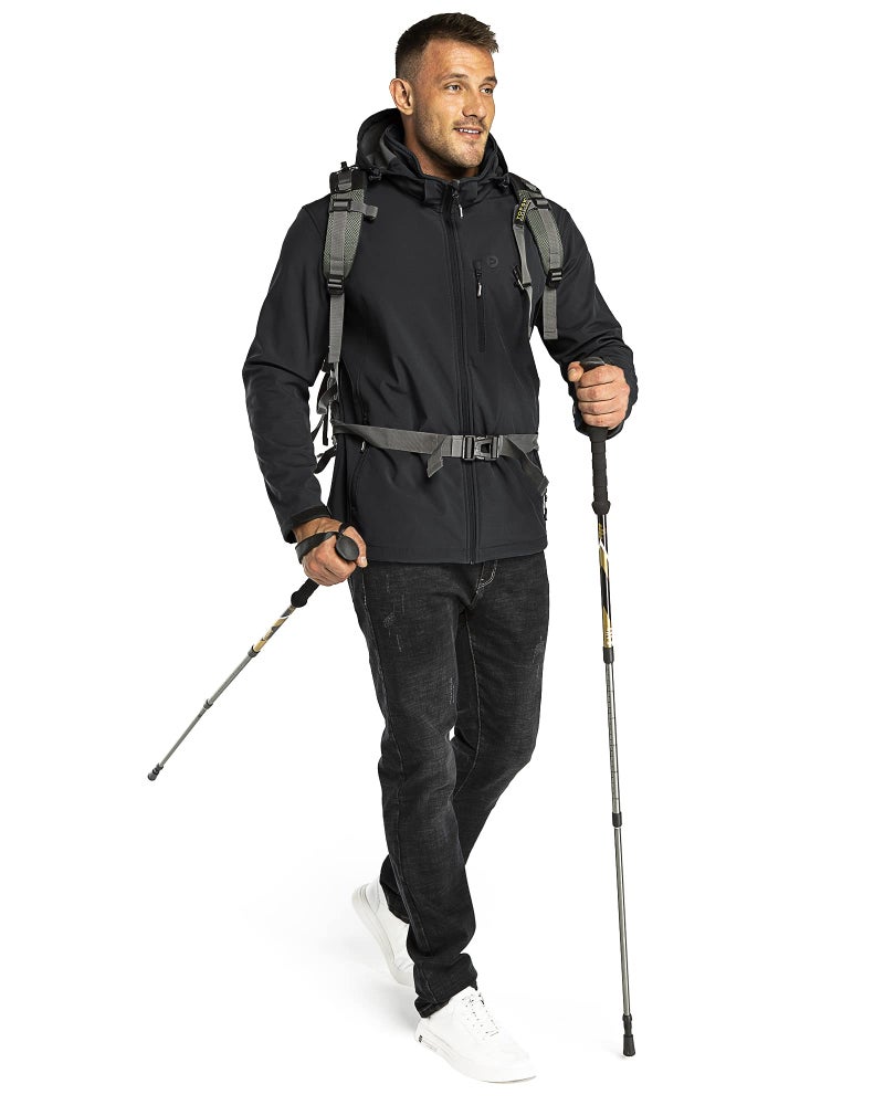 Outdoor Ventures Men's Lightweight Softshell Jacket Fleece Lined Hooded Water Resistant Winter Hiking Windbreaker Jackets - Image 3