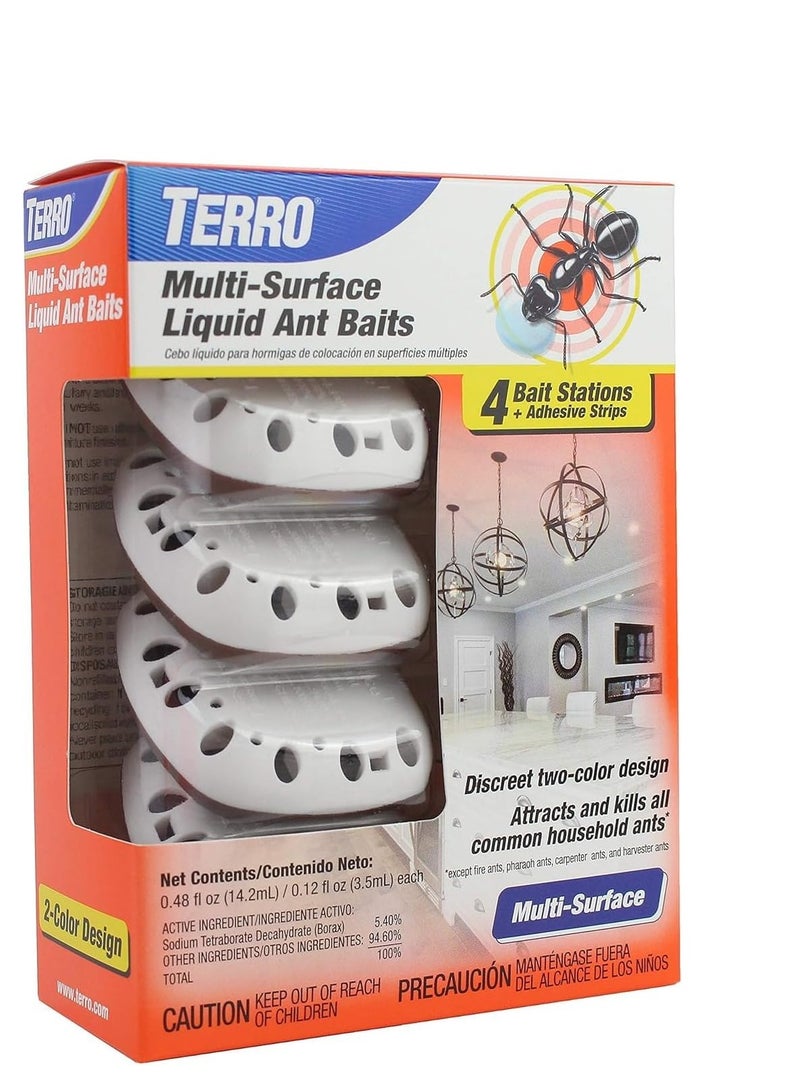 Terro طعم النمل السائل الداخلي متعدد الأسطح من TERRO T334B وقاتل النمل 4 محطات طعم النمل السرية تقتل النمل المنزلي الشائع  - Image 3