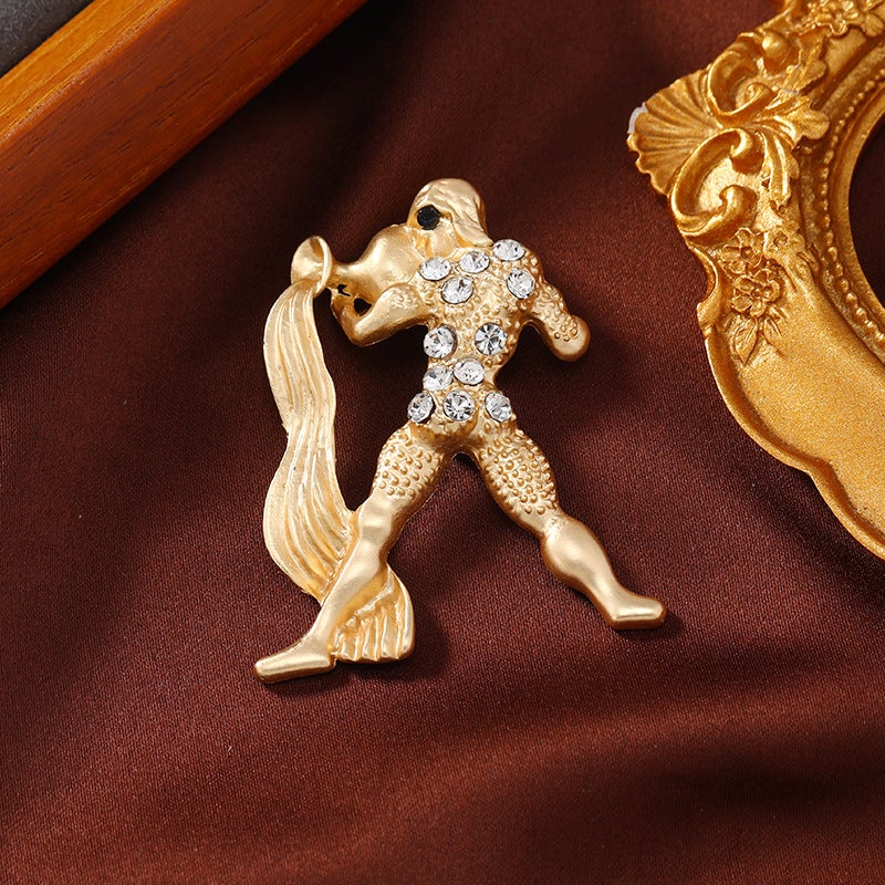 New Creative Dummy 12 Zodiac Brooch Women''s Simple Rhinestone Animal Clothing Pin Clothing Accessories - Image 1