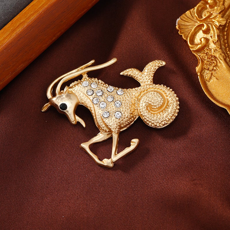 New Creative Dummy 12 Zodiac Brooch Women''s Simple Rhinestone Animal Clothing Pin Clothing Accessories - Image 3