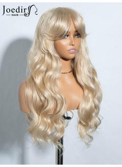 جويدر هير شعر مستعار أشقر طويل مموج من JOEDIR HAIR مع غرة للنساء، شعر مستعار بستارة غرة، شعر مستعار صناعي بطول 26 بوصة، أزياء الهالوين، شعر مستعار لحفلات التنكر  - Image 3