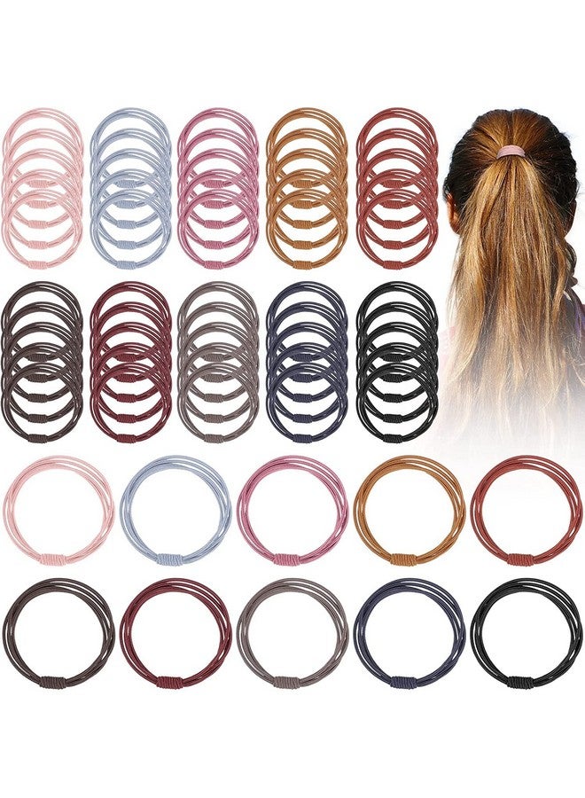 Mezco Basic Color Elastic Simple Circle Hair Ropes Rubber Dark Shade Thin Colorful Elastic Hair Ties Band for Women's and Girl's (Multicolor) (Pack Of 10) - Image 1