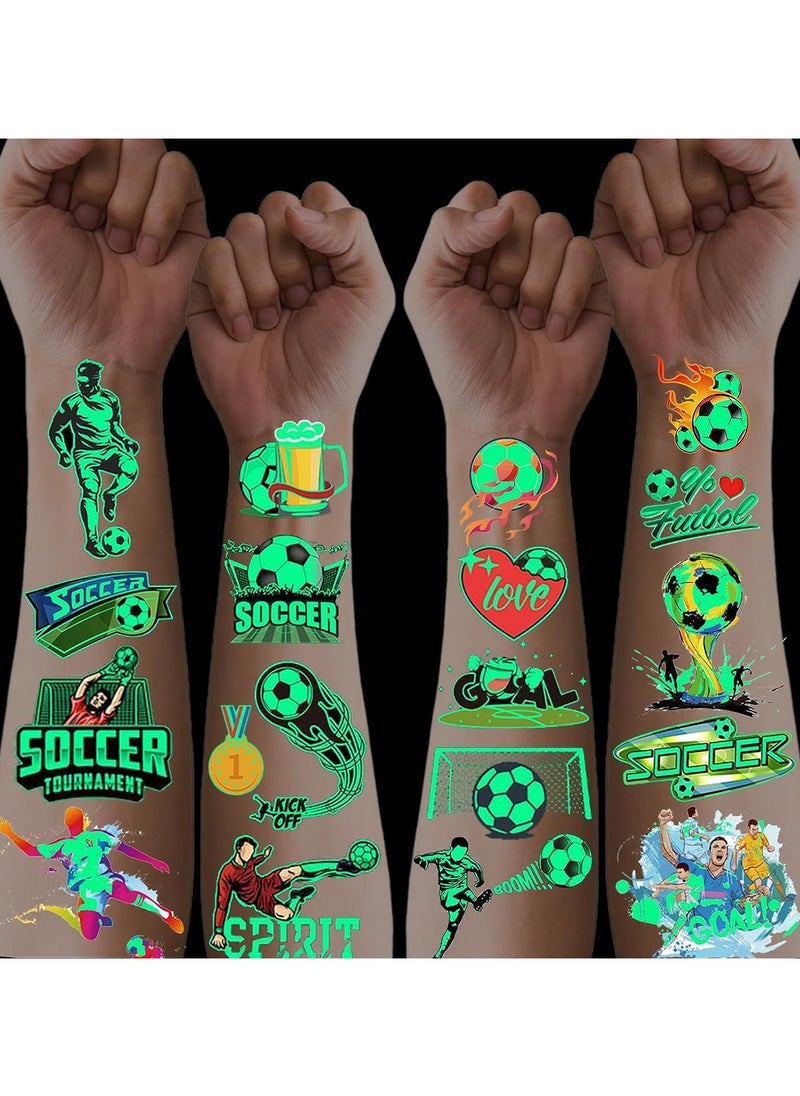 ORAINBOW 200 Pcs Soccer Sports Temporary Tattoos for Kids Glow In The Dark Tattoos for Boys and Girls Soccer Fake Tattoo Stickers for Adults Kids Goody Bag Stuffers Prizes Party Favors  - Image 1