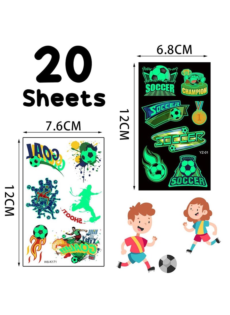 ORAINBOW 200 Pcs Soccer Sports Temporary Tattoos for Kids Glow In The Dark Tattoos for Boys and Girls Soccer Fake Tattoo Stickers for Adults Kids Goody Bag Stuffers Prizes Party Favors  - Image 3
