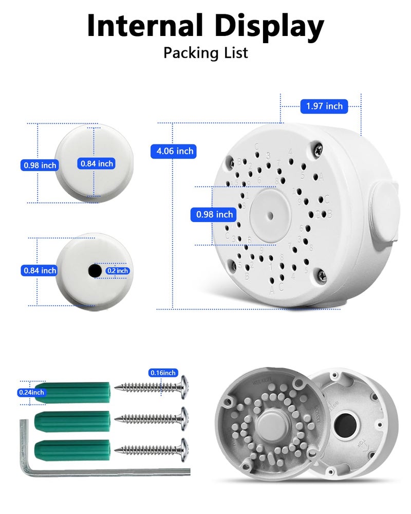 WEILAILIFE ã€Only Compatible with Bullet Camerasã€‘ Universal Bullet Security Camera Mount Bracket Hide Cable, Metal Electric Enclosure, Waterproof Outdoor Camera Cover, Base Junction Box for CCTV Cams (1 Pack) - Image 4