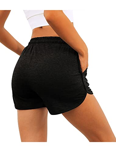 Aloodor Workout Shorts for Women Back to School Outfits for Teachers Running Athletic Shorts Black M - Image 4