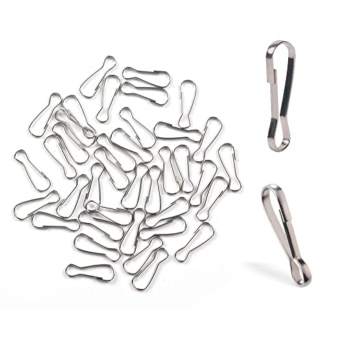 Wayilea 100pcs Stainless Steel Lanyard Snap Spring Hooks, Rust-Proof Lanyard Clasp Zipper J Clip for Key Chain ID Name Card Tag DIY Craft Badge Holder Keyring -1 Inch（25mm） 304 Stainless Steel - Image 1