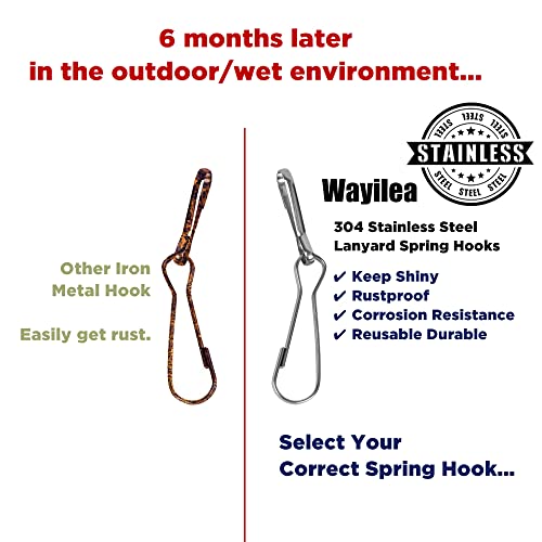 Wayilea 100pcs Stainless Steel Lanyard Snap Spring Hooks, Rust-Proof Lanyard Clasp Zipper J Clip for Key Chain ID Name Card Tag DIY Craft Badge Holder Keyring -1 Inch（25mm） 304 Stainless Steel - Image 4