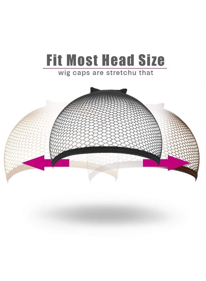MORGLES 6pcs Hair Net for Wig Closed End Mesh Net Wig Caps Mesh Wig Cap for Women (Brown,Beige,Black) - Image 2