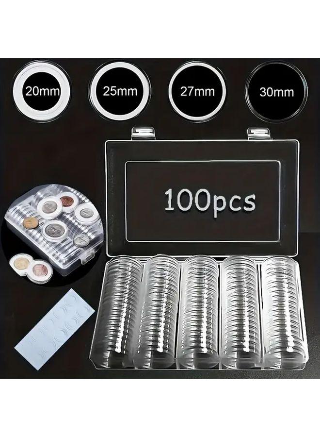 100pcs Commemorative Coin Box Display Cabinet With Inner Pad For 20 25 27 30mm Coins - Image 1