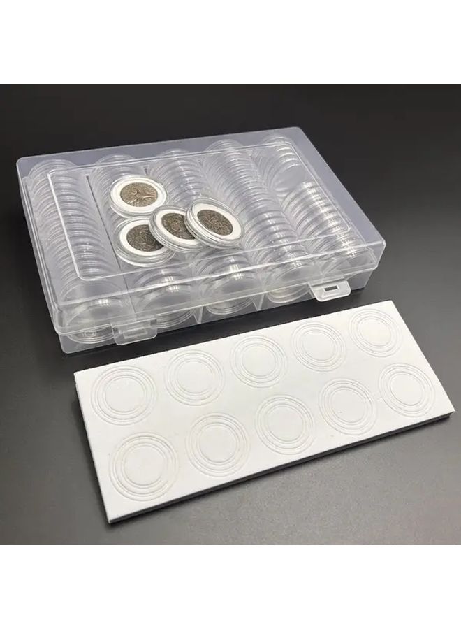 100pcs Commemorative Coin Box Display Cabinet With Inner Pad For 20 25 27 30mm Coins - Image 5