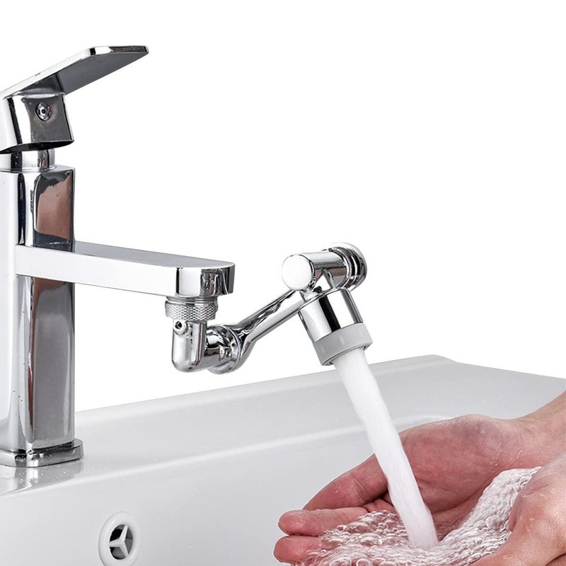 موسع صنبور لمغسلة المطبخ، تمديد صنبور قابل للتكيف لسهولة الاستخدام رأس صنبور مطبخ/حمام عالمي (دوران 1080° قابل للتعديل (FE02))