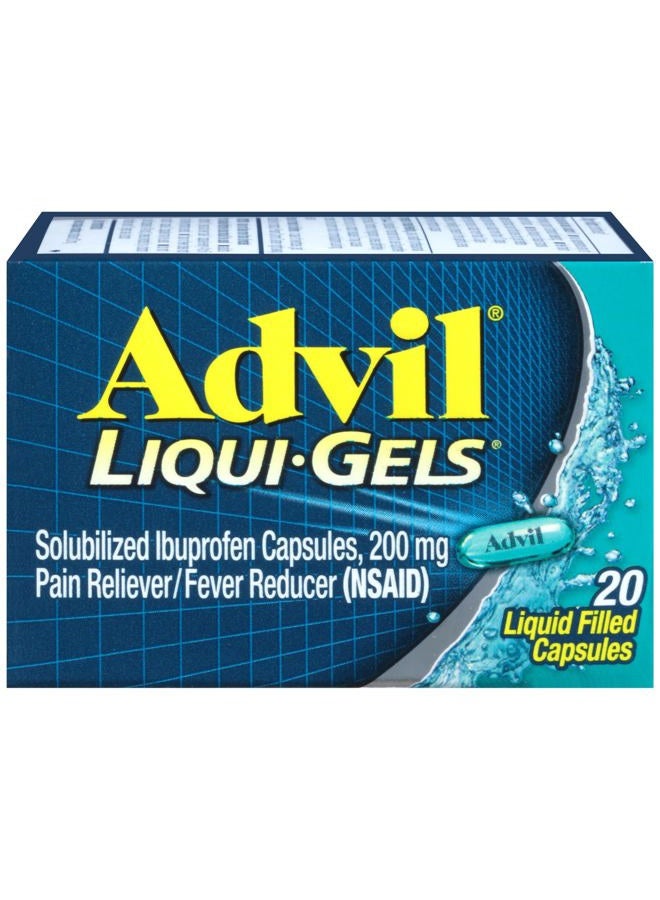 Advil مسكن آلام ليكوي-جيل ومخفض للحمى، دواء آلام للبالغين مع إيبوبروفين 200 ملغ لصداع الرأس، آلام الظهر، آلام الحيض وتخفيف آلام المفاصل - 20 كبسولة سائلة مملوءة - Image 1