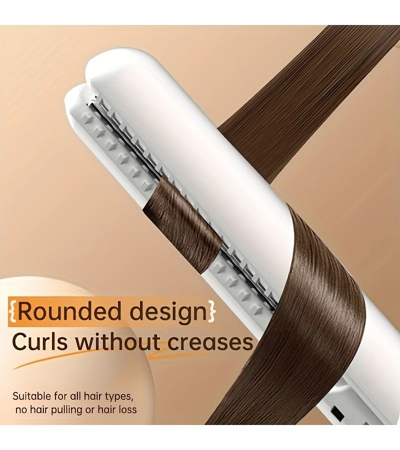 Mini Portable Wireless 2 In 1 Straightener And Curling Wand White USB Charging With Heat Protection Dual Use For Wet Dry Hair Travel Friendly Home Salon Use - Image 5