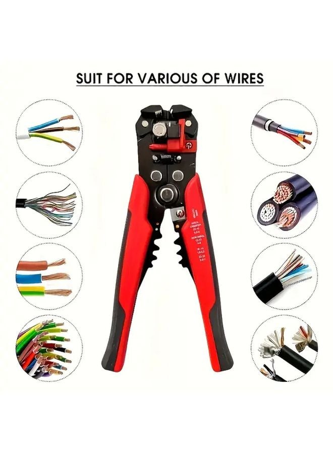 Black Red 7 in 1 Heavy Duty Automatic Wire Crimping Set with Stripper Terminals - Image 1