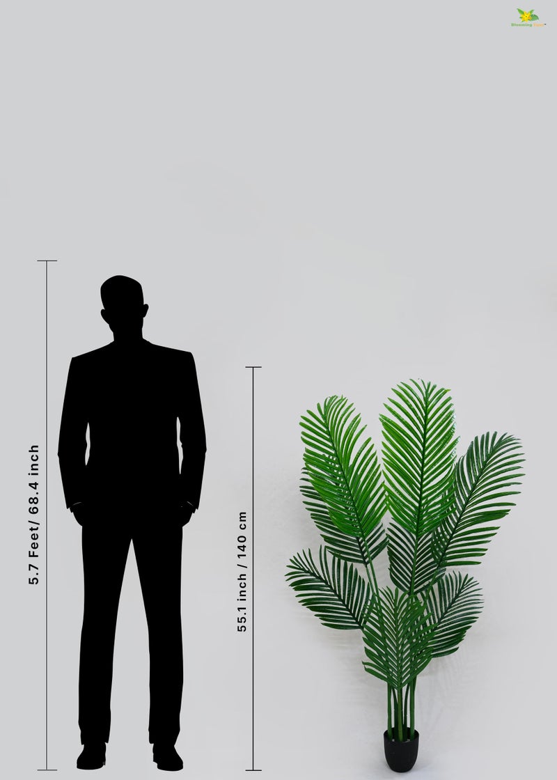 Blooming Floret Artificial Plant with Basic Black Pot | Big Ornamental Plant for Interior Decor/Home Decor/Office Decor | 3 Stems Having 27 Leaves | 109.2 cm Tall Indoor Tropical Plant - Image 3