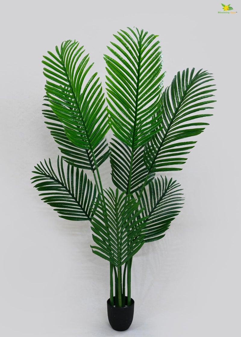 Blooming Floret Artificial Plant with Basic Black Pot | Big Ornamental Plant for Interior Decor/Home Decor/Office Decor | 3 Stems Having 27 Leaves | 109.2 cm Tall Indoor Tropical Plant - Image 1