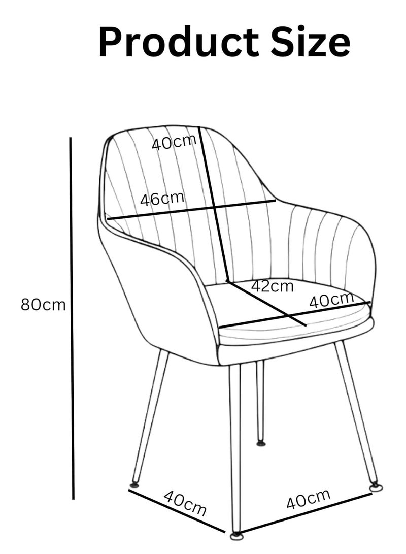 كراسي طعام مانيس الحديثة المخملية (طقم من قطعتين) - كراسي أنيقة مبطنة ومميزة مع وسادة وأرجل معدنية متينة - مثالية لتناول الطعام وغرفة المعيشة والمكتب والمطاعم (رمادي) - Image 2